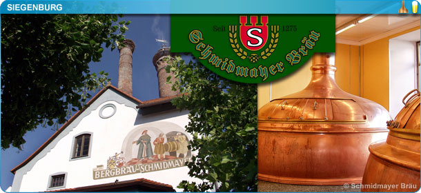 Fotomontage mit Gebäude und Umgebung der Brauerei Schmidtmayer in Siegenburg